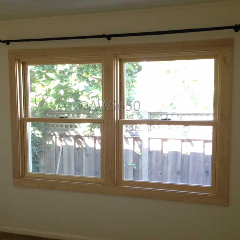Andersen Woodwright double hung windows with stain grade interior trim installed in San Mateo,Ca